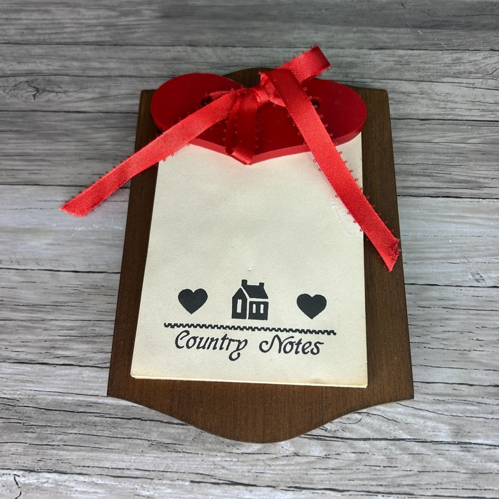 Vintage Wood Heart Notepad Hearts Country Cottage Grandma Decor Rustic